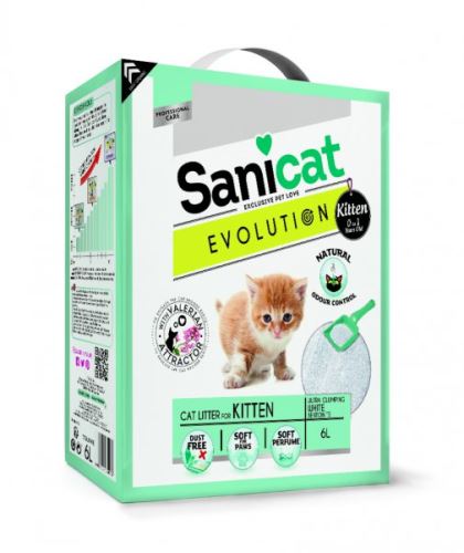 Sanicat EVOLUTION Kitten bílý, jemný, hrudkující 6 L/5,1 kg