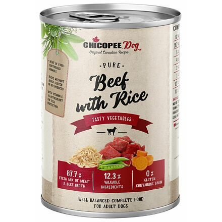 Chicopee adult čisté hovězí s rýží konzerva pro psy 400g