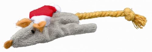 Vianočné plyšová myš / veverička hračka pre mačky 14-17 cm