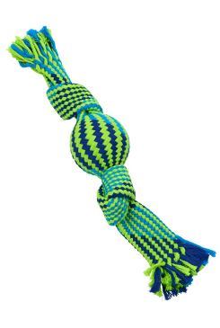 Hračka pes BUSTER Pískacie lano s balónikom modrá / zelená