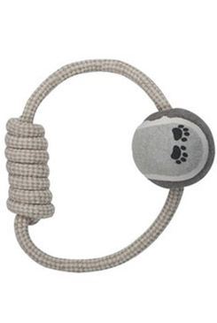 Hračka pes natur kruhový povraz s klbkom 6,5x20cm