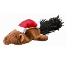 Vianočné plyšová myš / veverička hračka pre mačky 14-17 cm
