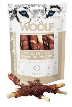 WOOLF pochúťka chicken and Rawhide twister 100g