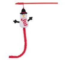 Vianočná hračka pre mačky snehuliak na udicu 31 cm