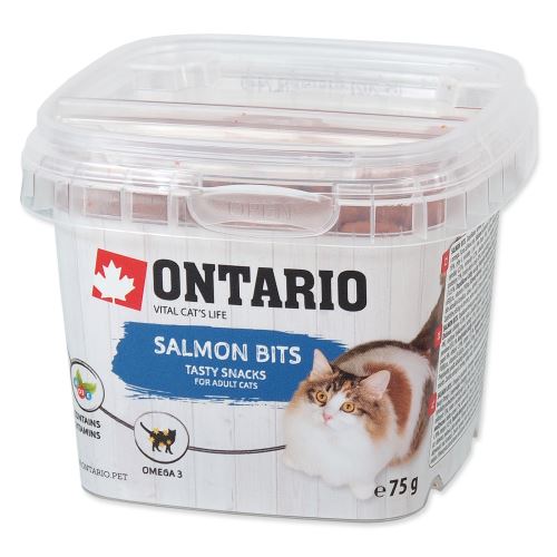 ONTARIO snack pro kočky salmon bits 75g exp. 10/23