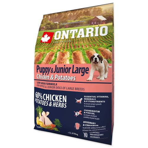 ONTARIO Puppy &amp; Junior Large Chicken &amp; Potatoes &amp; Herbs