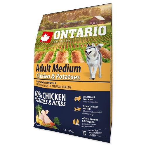ONTARIO Dog Adult Medium Chicken & Potatoes & Herbs