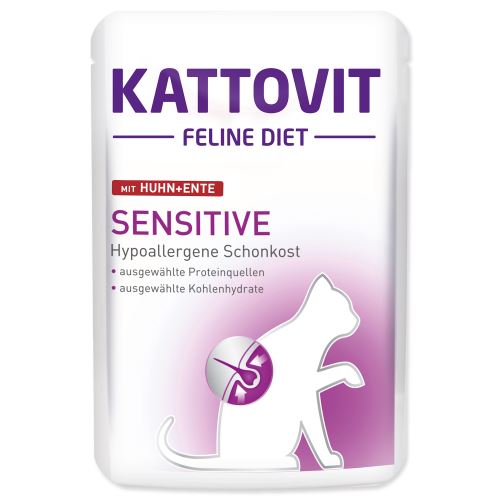 Kapsička Kattovit Sensitive kura + kačica 85g