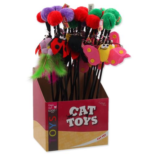 Hračka MAGIC CAT prút s brmbolcom a hračkou mix 6 cm + 45 cm 24ks
